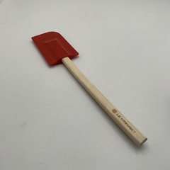 LE Creuset Red Silicone Spatula Scraper Wood Handle