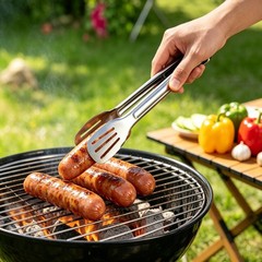(2PCS) Stainless Steel Steak Clamp Food Clip Tongs Bread Meat BBQ Cooking Tool