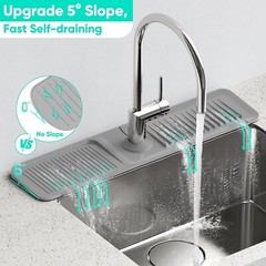 24 Inch Longer Silicone Sink Faucet Mat – Fast Self-Draining Bathroom & Kitchen