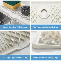 Silicone Faucet Splash Guard Cream White/Beige Kitchen Dish Drying Mats