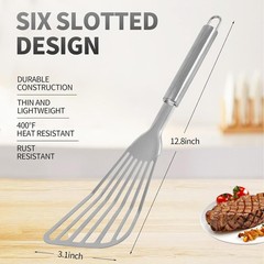 Fish Spatula, 2 Pack Stainless Steel Metal Spatula, Slotted Spatulas for Cooking