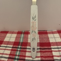 VTG UNBRANDED STAINLESS STEEL USA Pink Flowers SHORT HDL SLOTTED SPATULA 11”
