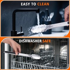 Hotec Stainless Steel Kitchen Tongs Set of 2 – 9″ 2 pack: 9, 12 inch, Silver