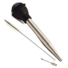 Stainless Steel Baster Turkey Chicken 3 piece Set Silicone Bulb Deluxe Norpro
