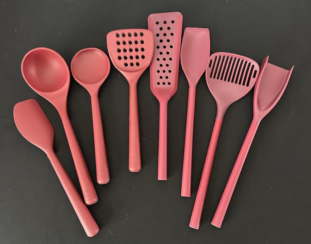 Silicone Cooking Utensils Set 8 Piece Pink Heat Resistant Kitchen Tools