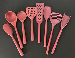 Silicone Cooking Utensils Set 8 Piece Pink Heat Resistant Kitchen Tools