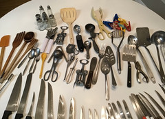 Bundled Lot ~50+ Kitchen Cooking Serving Utensils Tools Gadgets Knives etc.