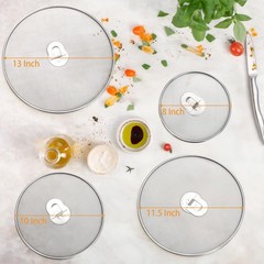4 Pack Splatter Screen for Frying Pan, 13″, 11.5″, 10″, 8″ Stainless Steel Greas