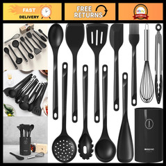 Heat Resistant Silicone Cooking Utensils Set – Nonstick Kitchen Tools, BPA Free,