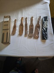 5PCS Wooden Spurtles Set, Non-Stick Natural teak Wood Spatulas Comes With Apron