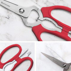 Messermeister 8-Inch Take-Apart Kitchen Scissors, Red – Includes Screwdriver, Nu