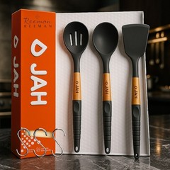 Non Stick Silicone Cooking Kitchen Utensils Set 3 Pcs Dishwasher Safe BPA Free