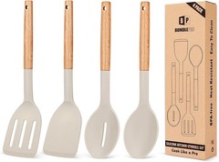Pack of 4 Silicone Cooking Utensils Set, Non Stick Solid Spatulas and Heat Re…
