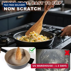 Natural Acacia Wood Spatula Set 2 Pack Non Stick Cooking Kitchen Utensil Tools