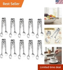 Mini Serving Tongs Stainless Steel 10PCS Small Food & Snack Tongs