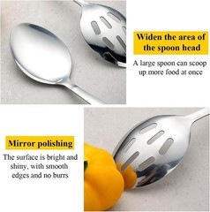 Cooking Spoon Set, Stainless Steel Kitchen Cooking Serving, Solid Spoon, Slot…