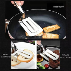 Stainless Steel Steak Clamp Food Bread Meat BBQ Clip Tongs Kitchen Cooking Tool