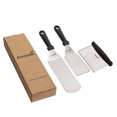 METAL SPATULA STAINLESS STEEL AND SCRAPER PROFESSIONAL CHEF GRIDDLE SPATULAS SET