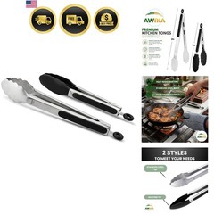 Silicone Tongs for Cooking Kitchen Tongs with Silicone Tips | 9″ & 12″ Cookin…