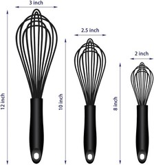 Dishwasher Safe Silicone Whisk, Sealed Waterproof Design Set of 3, Profession…