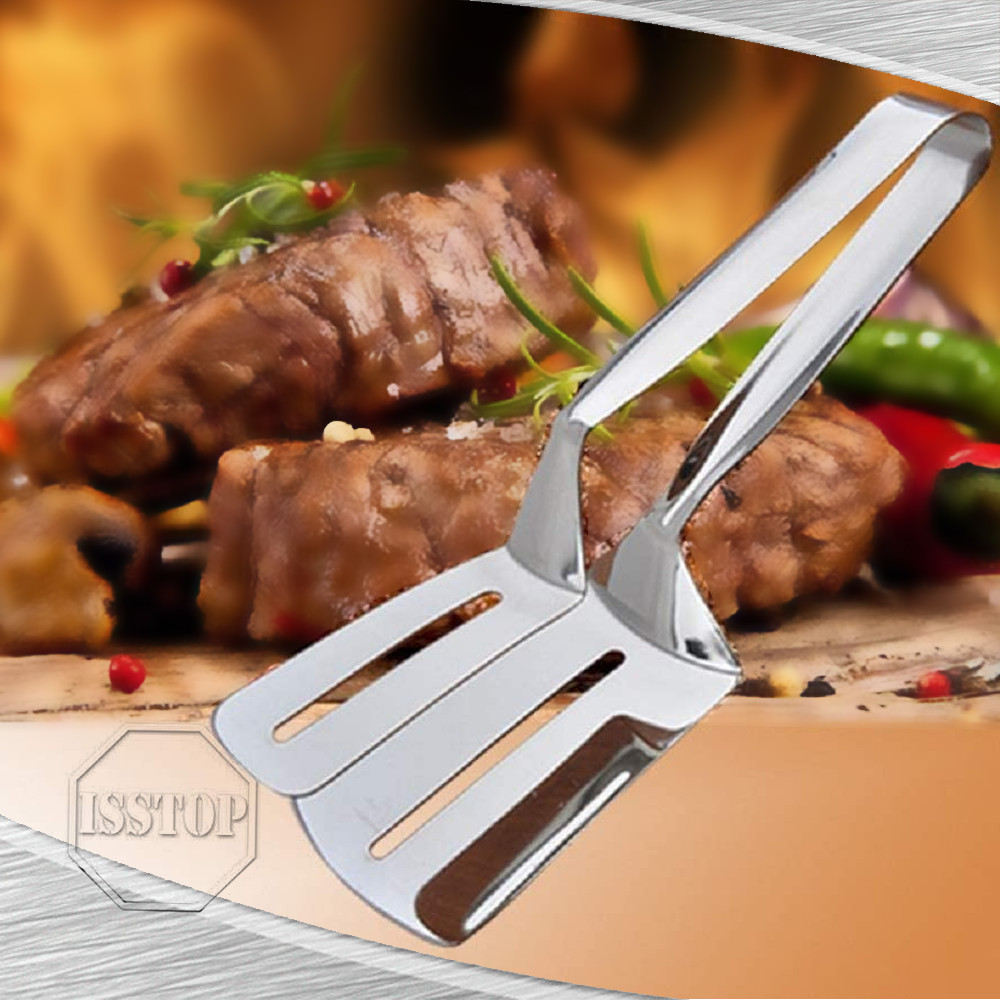 Steak Clamp Cooking Tong Stainless Steel Flipping Tongs Clips for BBQ Meats Fish