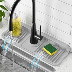 14.6 inch Faucet Mat for Kitchen Sink Splash Guard, 7° Slope Silicone Sink Wa…