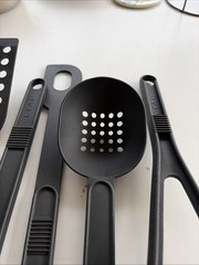 Lot of 6 T-Fal Black Plastic Utensils For Teflon Coated Pans Spoons Scrapers
