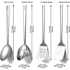 HOMQUEN 4pc Silver Stainless Steel Kitchen Utensils Set