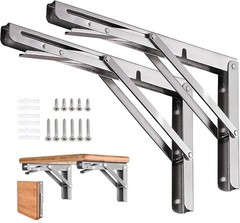 Paquete De 2 Soportes Para Estantes Plegables De Acero Inoxidable De 12 Pulgadas