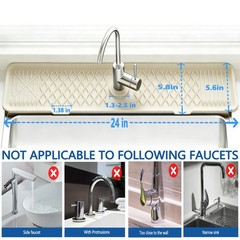 24 Inch Silicone Faucet Mat for Kitchen Sink, 7° Slope Fast Self-Draining Sin…
