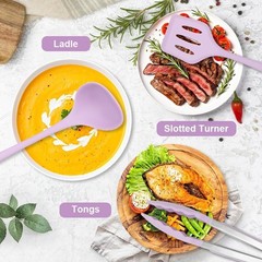 Kitchen Cooking Nonstick Silicone Utensils Set 11 pcs – Purple | Spatula Set …