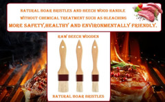 BBQ Basting Brush Set Boar Bristle Wood Handle Pastry Oil Sauce Grill Cooking