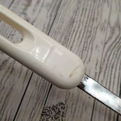 Vtg Bonny Nylon Slotted Wide Round Spatula Pancake Turner Blue White FLAWS READ