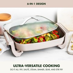 GreenPan Advanced 12” X 15” Electric Skillet with Lid, 7QT Capacity for Famil…