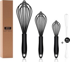 Dishwasher Safe Silicone Whisk, Sealed Waterproof Design Set of 3, Profession…