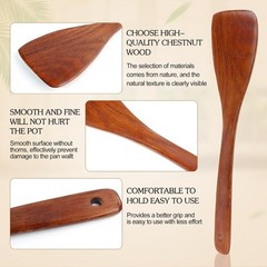 Wooden Spatula Set 2PCS Natural Wood Cooking Utensils for Non-Stick Cookware