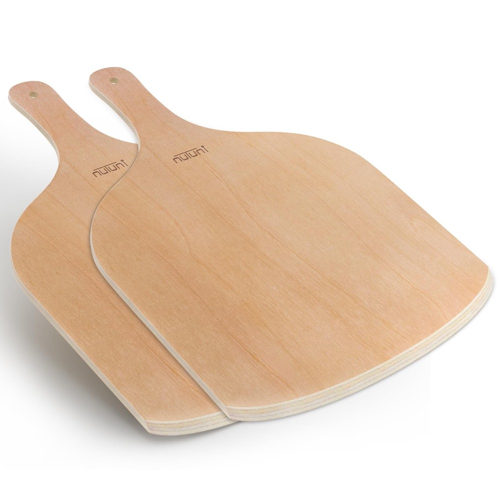 2 Pack Wooden Pizza Peel, 12 inch Large Pizza Paddle Set for Oven, Stone, Pan…