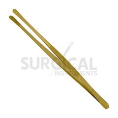 BBQ Kitchen Cooking Tweezers Tongs 12″ Extra-Long Stainless with Round Tip Gold