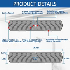 30 Inch Sink Splash Guard Silicone Sink Mat for Kitchen Faucet Bathroom