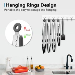 5-Pack Kitchen Tongs for Cooking with Silicone Tip,13 Inch,with Oil Brush