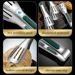 7/9/11.2 IN Stainless Steel Food Clip BBQ Grill Steak Food Clamp Clips Silicone