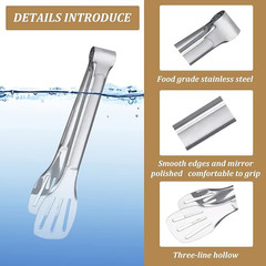 2x Extended Handle Spatula Tongs, Serving Tongs, Multifunctional Stainless Steel