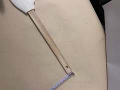 Spatula with Wooden Handle White Rubber J, used, unbranded
