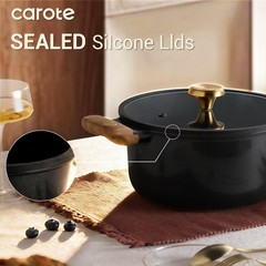 CAROTE Ceramic Cookware Set Nonstick, 16pcs Pots and 16 Piece, Charcoal Black