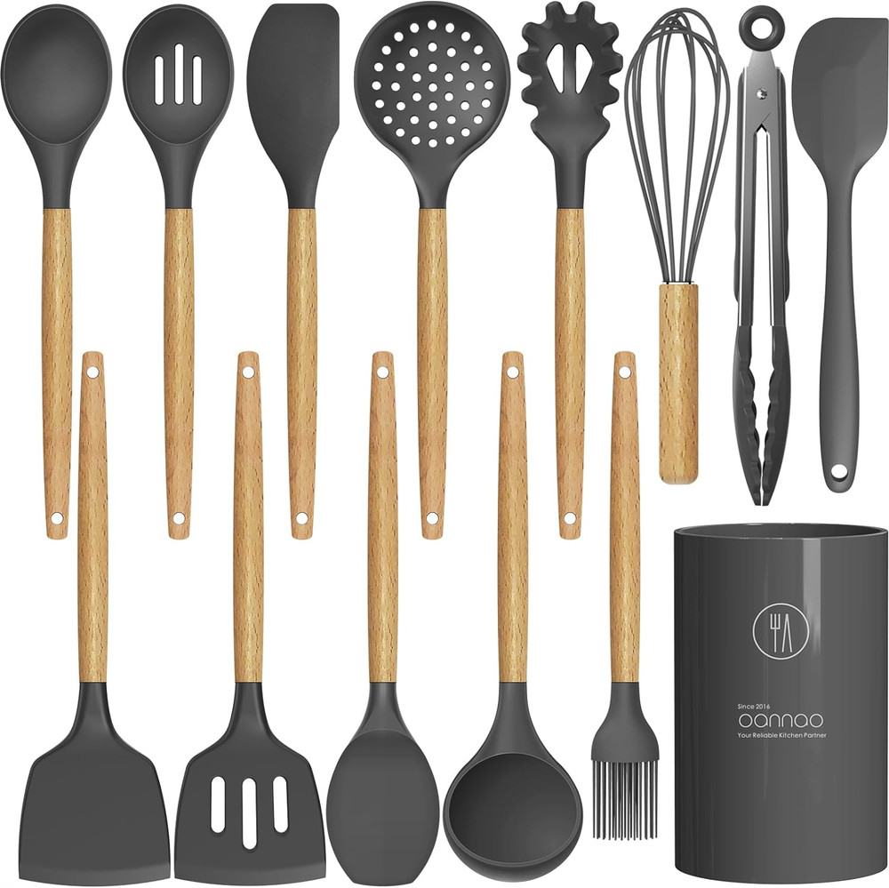 Silicone Cooking Utensils Kitchen Utensil Set – 446°F Heat Resistant Silicone Ki