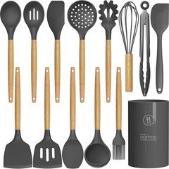 Silicone Cooking Utensils Kitchen Utensil Set – 446°F Heat Resistant Silicone Ki