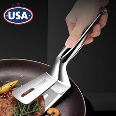 Stainless Steel Steak Clamp Food Clip Tongs Bread Meat BBQ Cooking Tool 10.5″ US