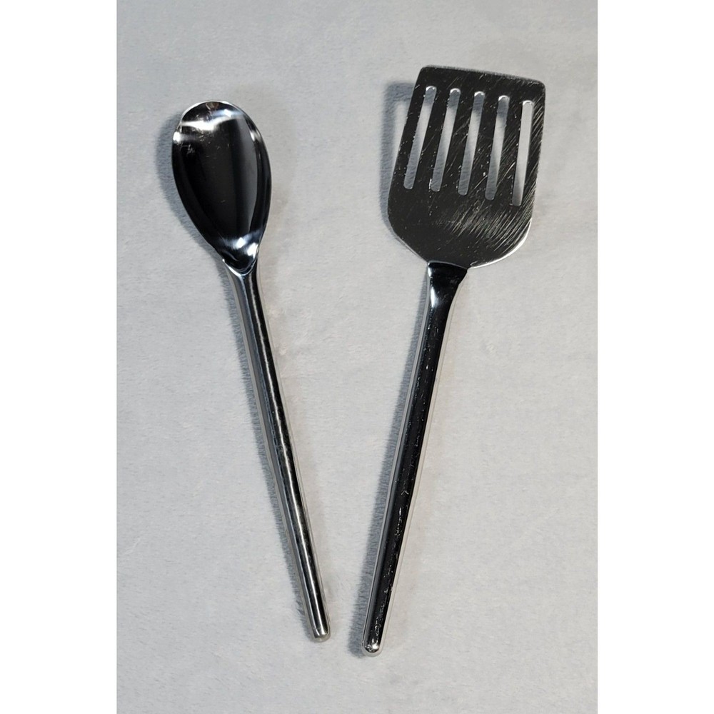 MIU 2 PC Set 18/10 Stainless Steel Utensils Spoon Slotted Spatula Flipper