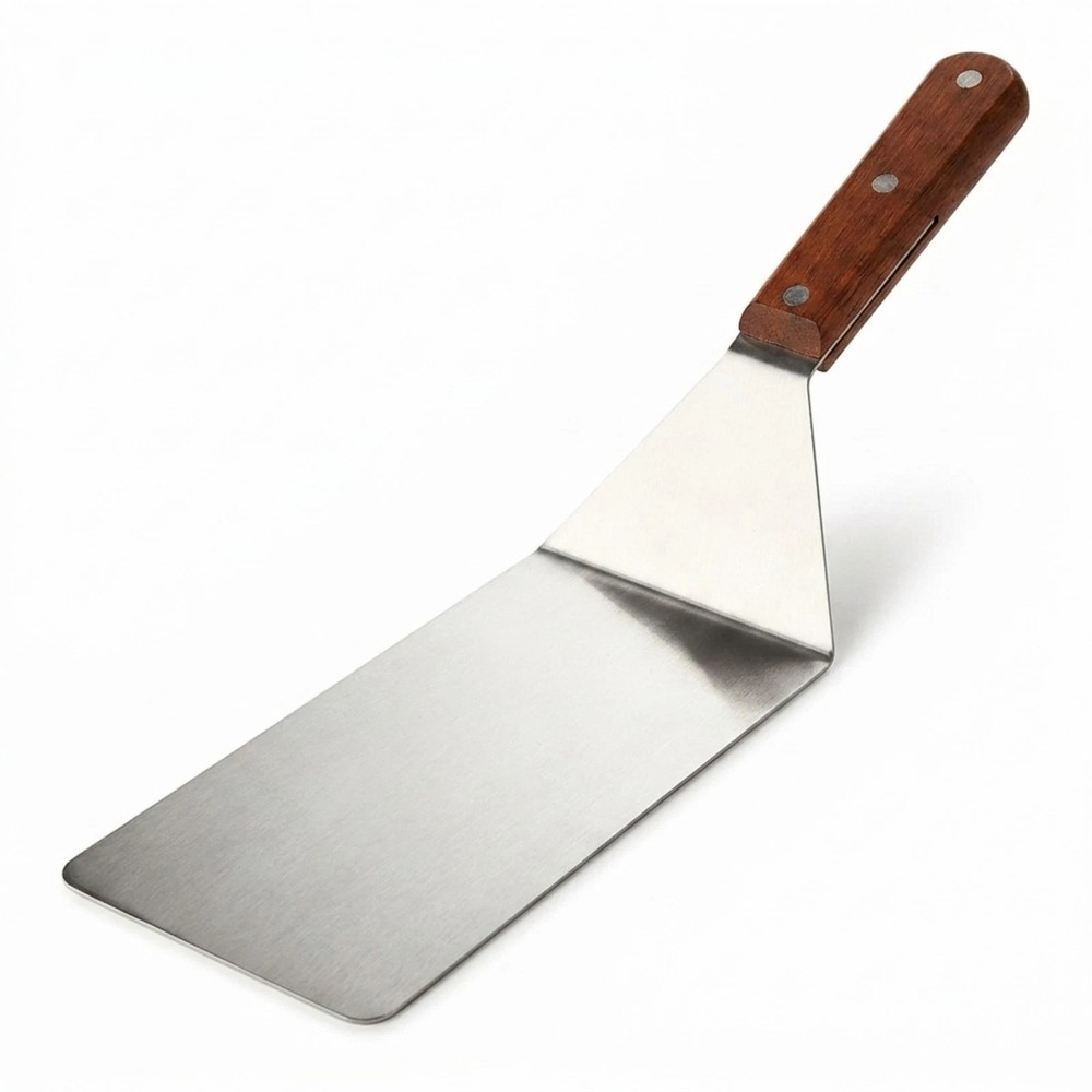 8” Extra Large Sturdy Stainless Steel Spatula Food Turner with Wooden Handle