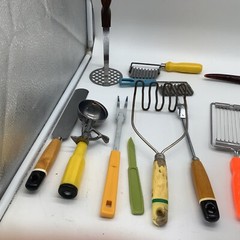 Lot Of 17 Wood Plastic Lucite Farmhouse Kitchen Utensils Masher Spatula Vintage